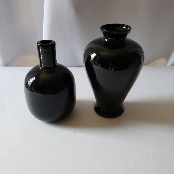 Set of 2 glass vases black - Picture 1 of 5